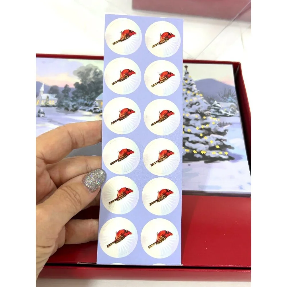 Christmas Cards 2 Boxes 14  Matching Envelopes 20 Seals Winter Church Cardinal